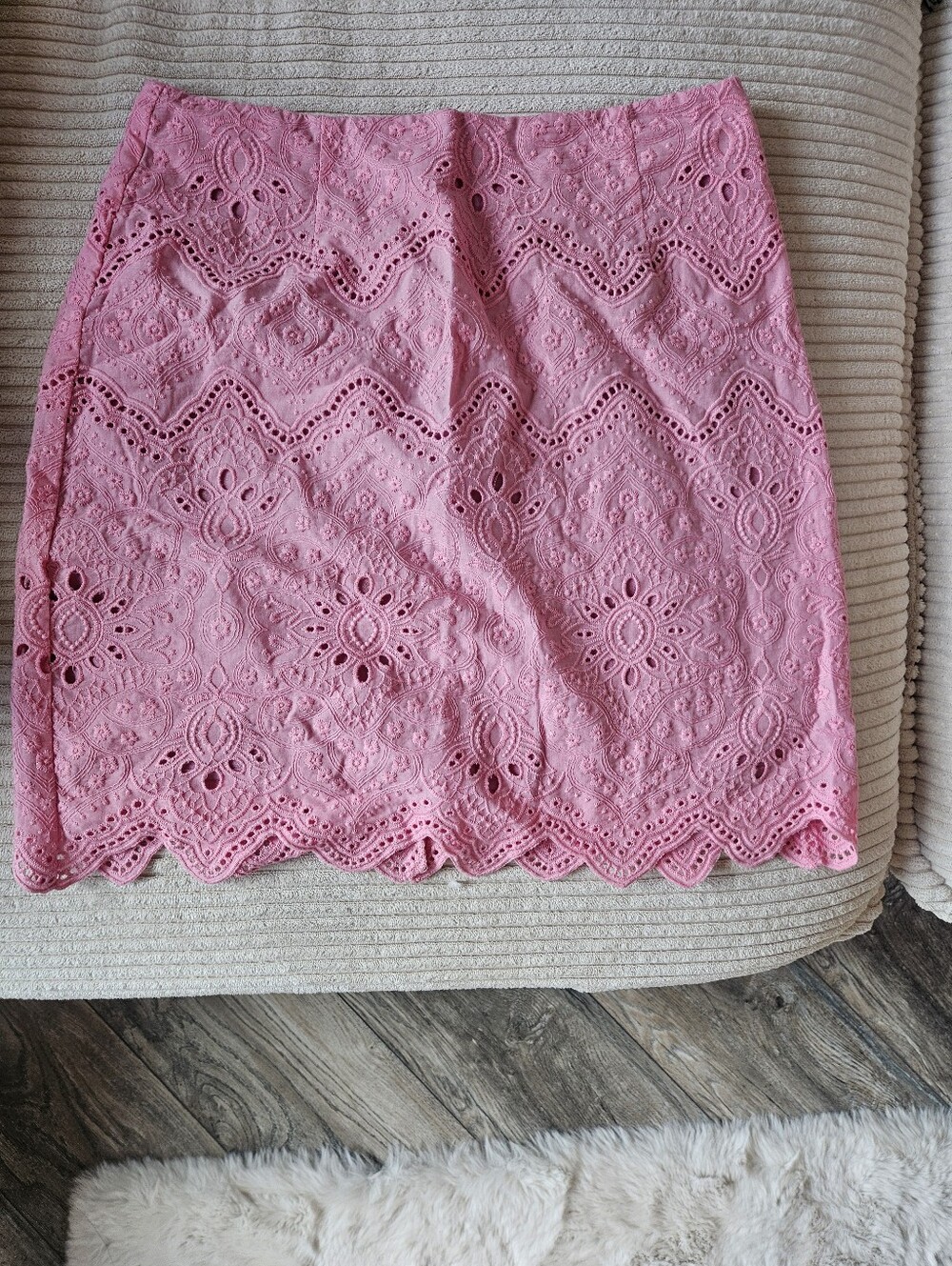 Vici Pink Eyelet Lace Mini Skirt